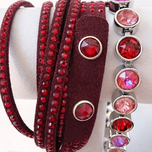 Touchstone Crystal Jewelry - Touchstone Crystal Siam Bracelet Stack | Ice Bracelet + Wrap | $210 Retail